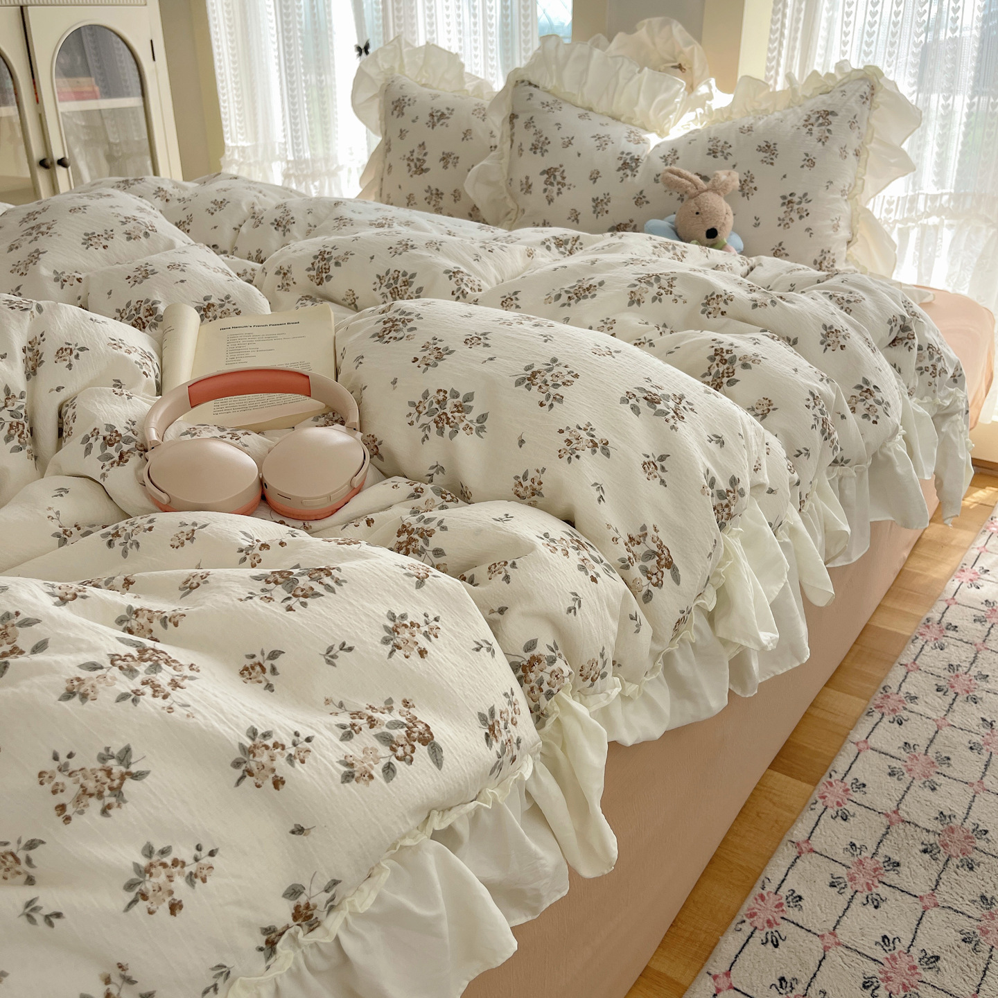 Una clase de doble hilo de cuatro piezas de sábanas de algodón 2026 nueva colcha dormitorio de estudiantes de tres piezas de cama 4