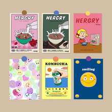 韩国ins风卡通黄色汽水海报直播拍照道具甜品店装饰画民宿餐厅画