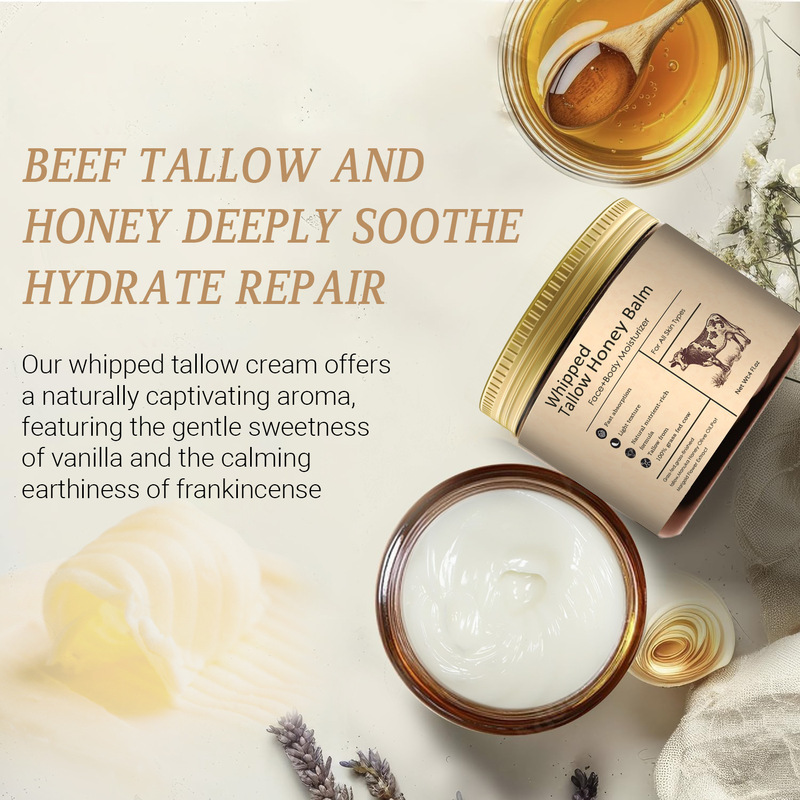 跨境蜂蜜牛脂膏 深沉保湿润肤黄油面霜Tallow Balm搅拌草饲牛油膏|undefined