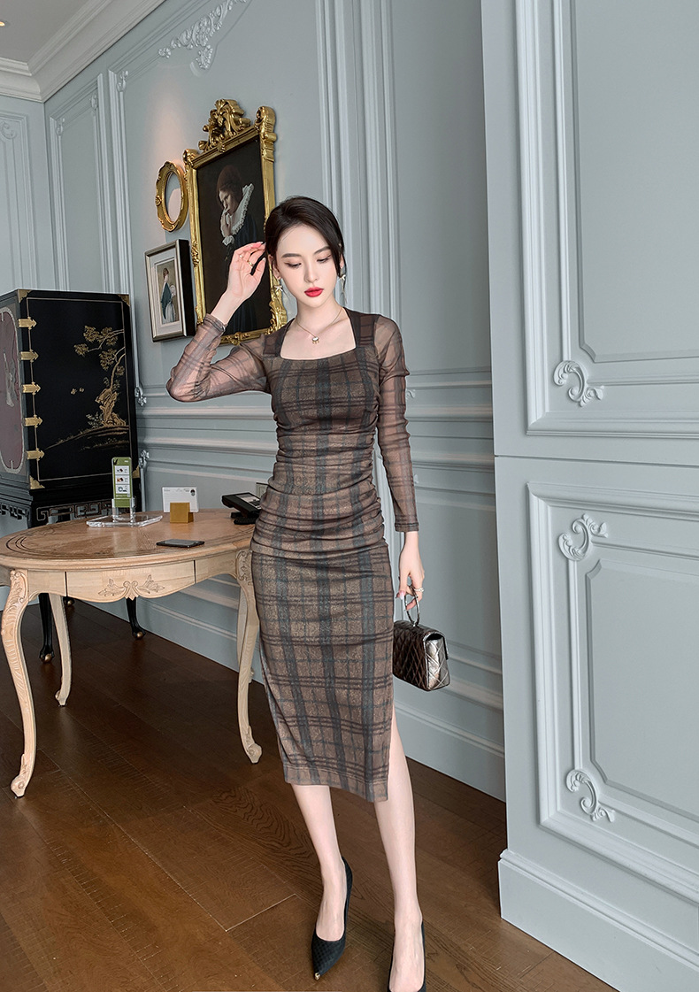 C1752 980K VÁY ĐẦM LIỀN THÂN NỮ CHOTDNG SEXY DÁNG ÔM BODY GỢI CẢM SEXY KẺ CARO MÙA XUÂN THU ĐÔNG PHỤC CỔ CỔ ĐIỂN KẺ CARO THỜI TRANG NỮ G03 SẢN PHẨM MỚI