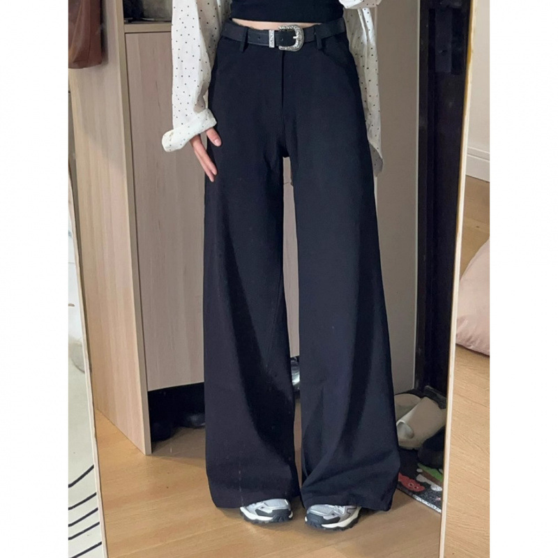 大码高级感bf慵懒风西装裤女夏季显瘦垂感休闲裤小个子阔腿拖地裤|undefined