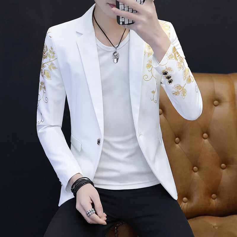 Cross-border supply 2024 autumn new men's small suit slim fashion hair stylist guy coat group text
