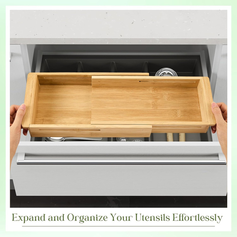 Wooden Sliding Drawer Organizer Box Wooden Drawer Storage Box Kitchen Utensil Organizer