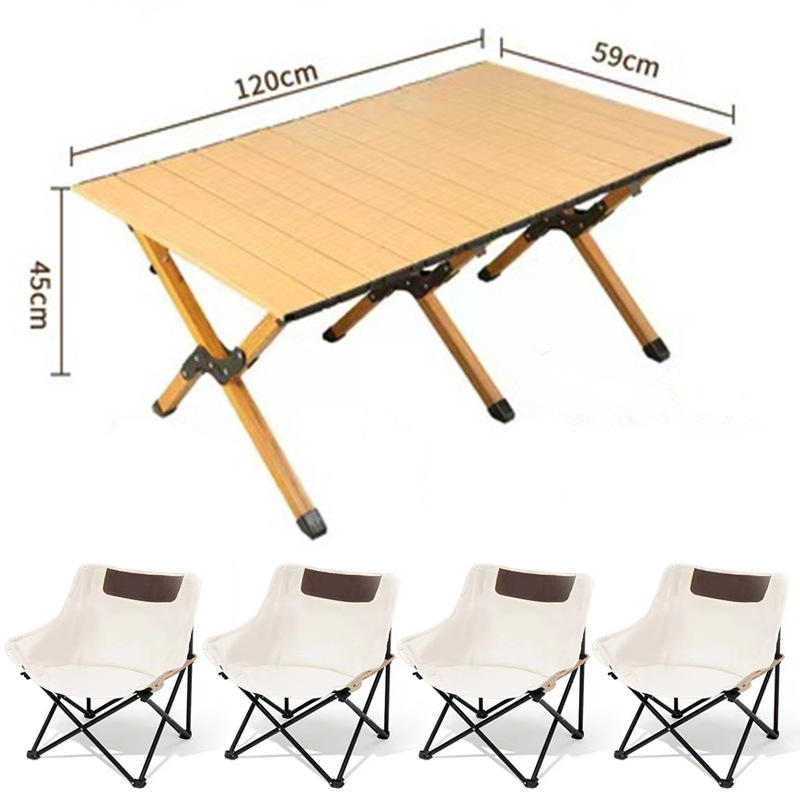 하이 퀄리티 탄소강 너도밤나무 곡물 (대형) 계란 롤 테이블 + 아이보리 달 의자 * 4