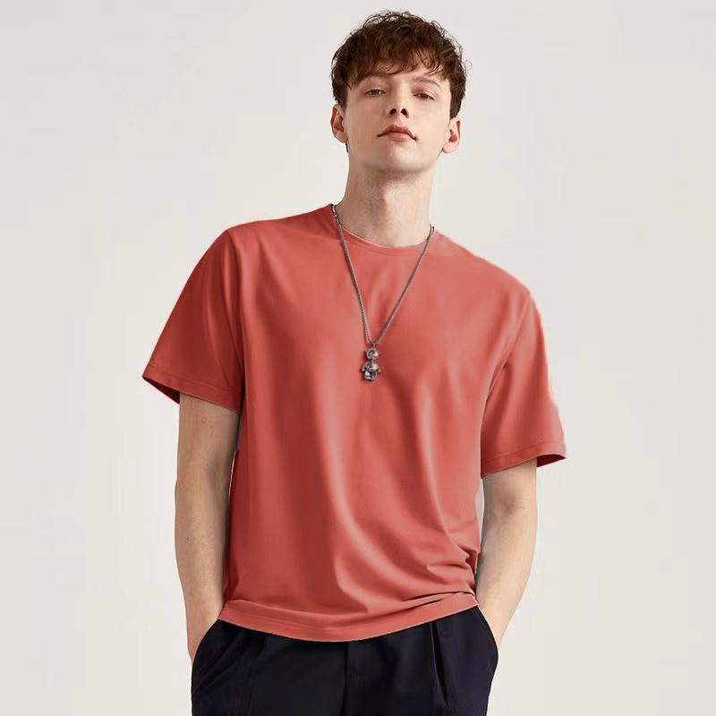 Solid color short sleeve brick red