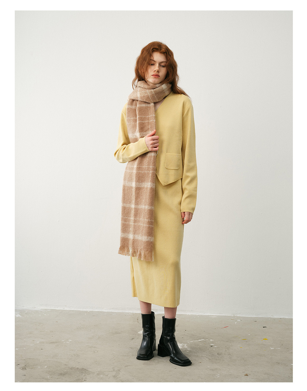 Bufanda de cuadros otoño invierno mujer de lana suave y capa_voghion.com