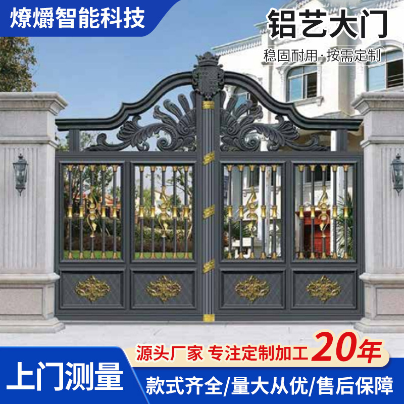 Exquisitely Carved Aluminum Art Doors for Villa Courtyards, Aluminum Alloy Electric Smart Swing, Sliding, Folding Doors, Anti-Theft Doors, Entry Doors