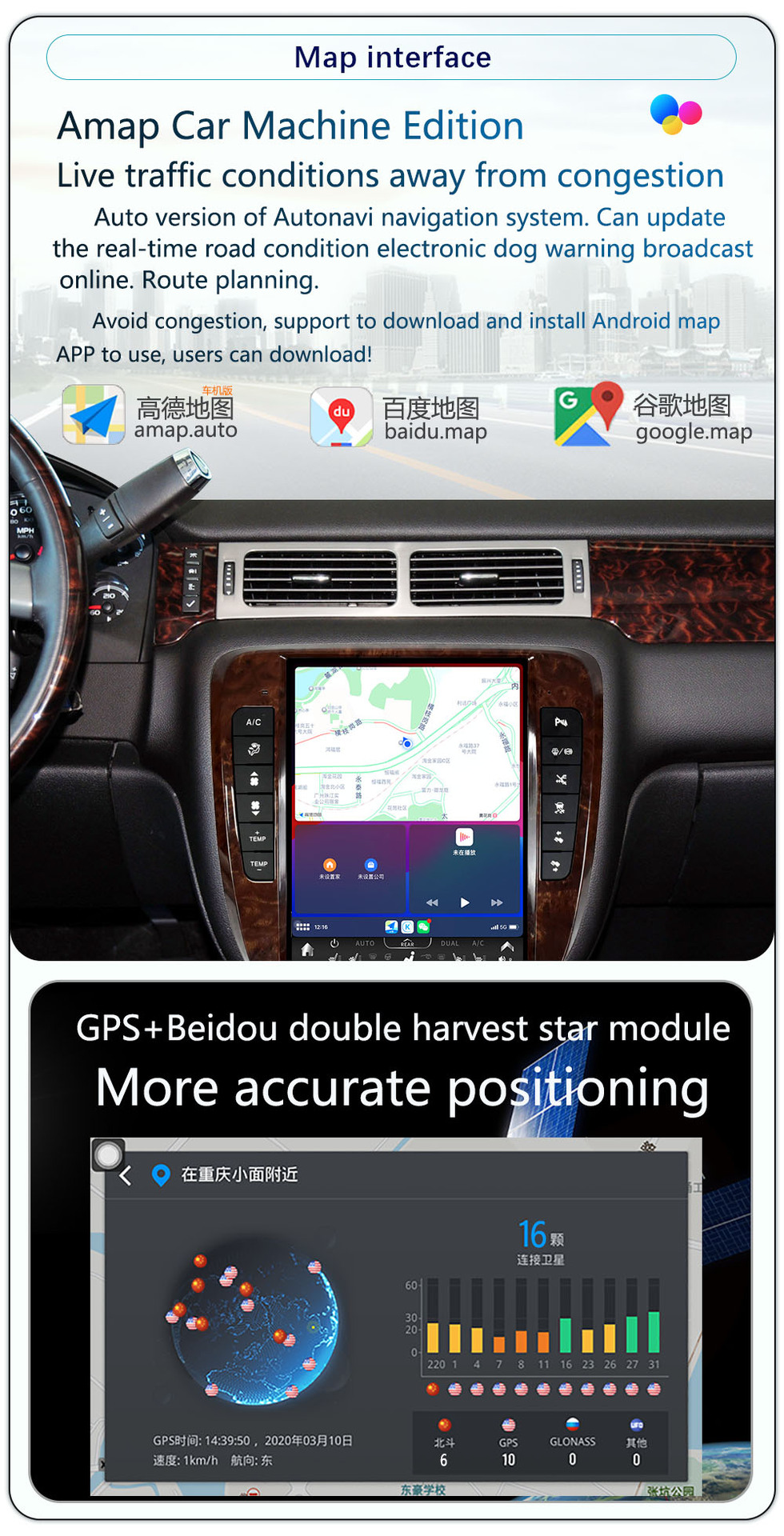 Suitable for 07-13 Chevrolet Gmc Android Large Vertical Screen 4g Navigator 12.1inch Central Control Large Screen All-In-One Machine