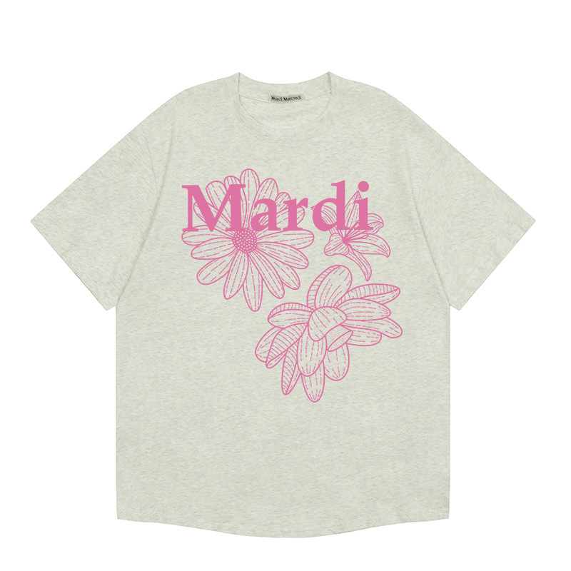 現物韓国潮牌Mardi半袖女性25夏新作デイジープリント丸襟純綿上着tシャツ代発