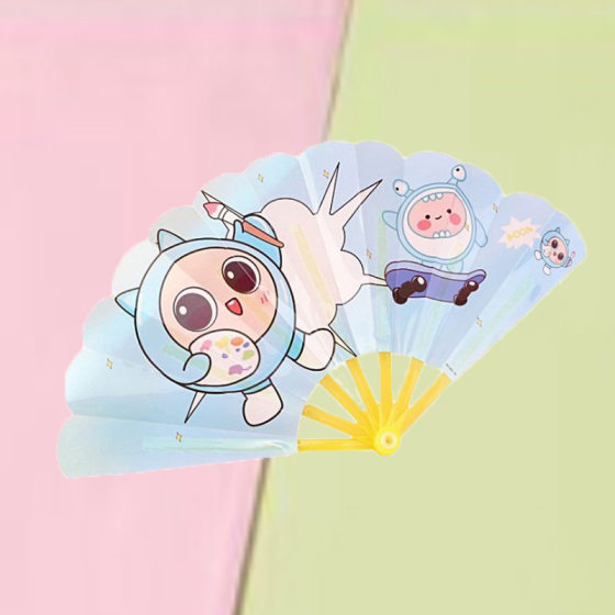 Cute Cartoon Egg Party Folding Fan Children's Student Gift Summer Portable Carry Fan Wholesale