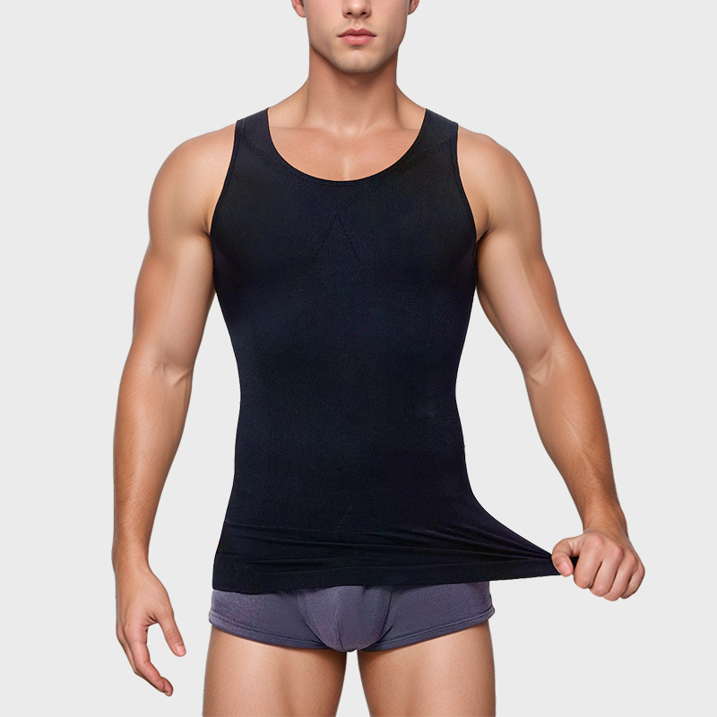 Men's New Fitness Body-Shaping Vest, High-Elastic, Tight-Fitting, Tummy-Tightening, Breathable Sports Base Training Shapewear