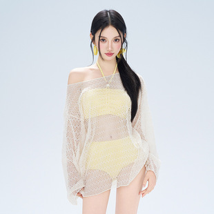2025 New Swimsuit Women's Summer Split Three-Piece Set Slim and Sexy Backless Long-Sleeved Blouse Hot Spring Vacation Bikini