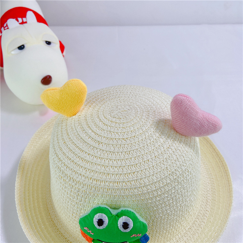 Children's Hat Spring And Summer Fisherman Straw Hat Heart Frog Hat display picture 4