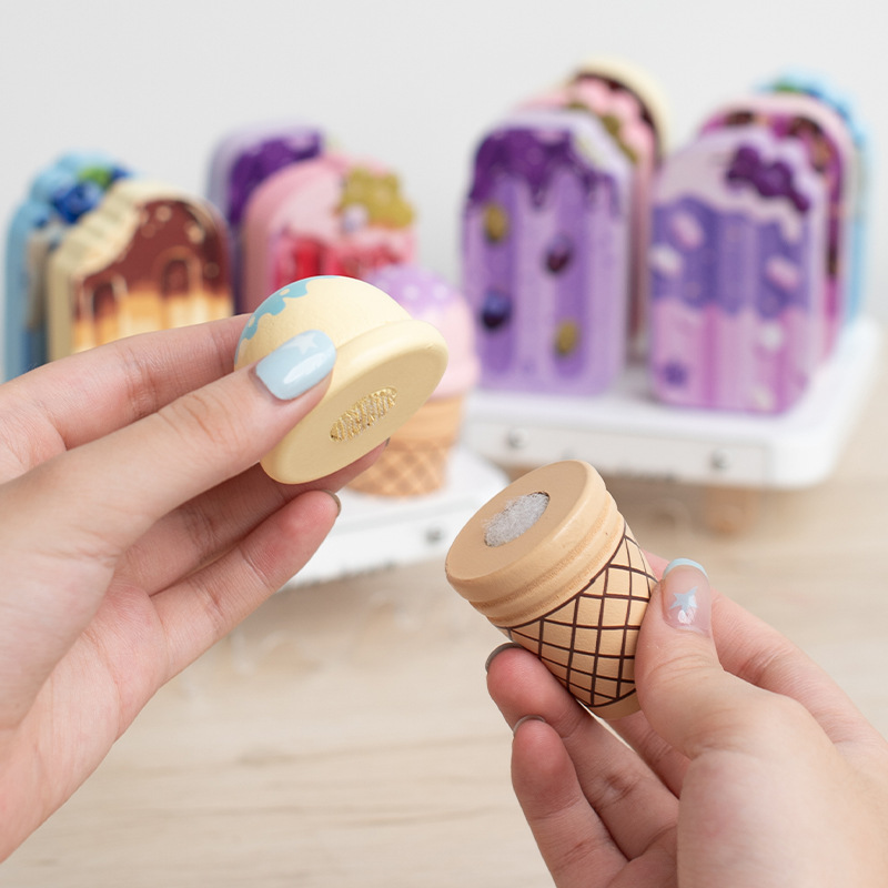 Educación temprana transfronteriza Montserrat Juguetes de rompecabezas helado letras emparejadas cognitivo infantil Simulación palabra helado color