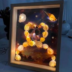 Valentine's Day Gift for Couples: Seashell Photo Frame with Night Light, Handmade DIY Seashell Material Kit, Creative Gift