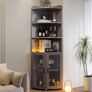 Floor-Standing Corner Cabinet Wine Cabinet Simple Home Bedroom Triangle Cabinet Storage Rack Bookshelf Floor Cabinet