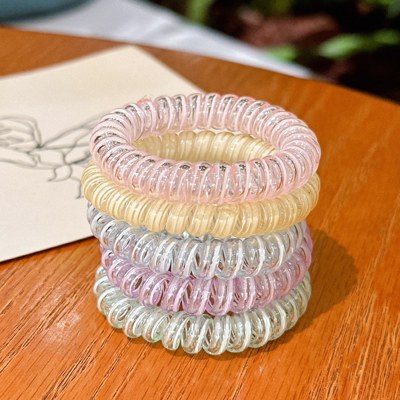 Cross-border jelly color telephone line hair ring head rope women's new Japanese and Korean hair rope durable hair band headdress wholesale Cross-border jelly color telephone line hair ring head rope women's new Japanese and Korean hair rope durable hair band headdress wholesale