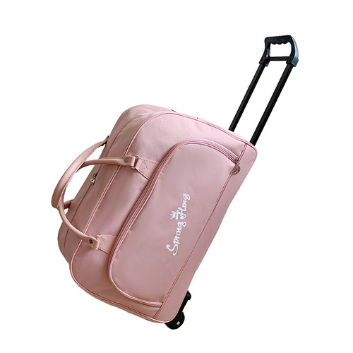 Large-capacity trolley travel bag with printed logo, women's portable travel bag, men's Korean style foldable carry-on suitcase trolley bag