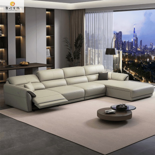 First-Layer Genuine Leather Electric Sofa Space Capsule Zero Wall Smart Adjustable Multi-Functional Leather Comfortable Electric Sofa