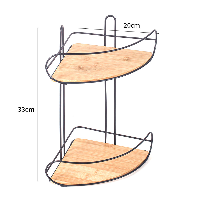 Estantes de almacenamiento en forma de ventilador transfronterizos de bambú de hierro forjado gabinete de esquina de baño puerta de esquina trasera de almacenamiento rack artículos de higiene