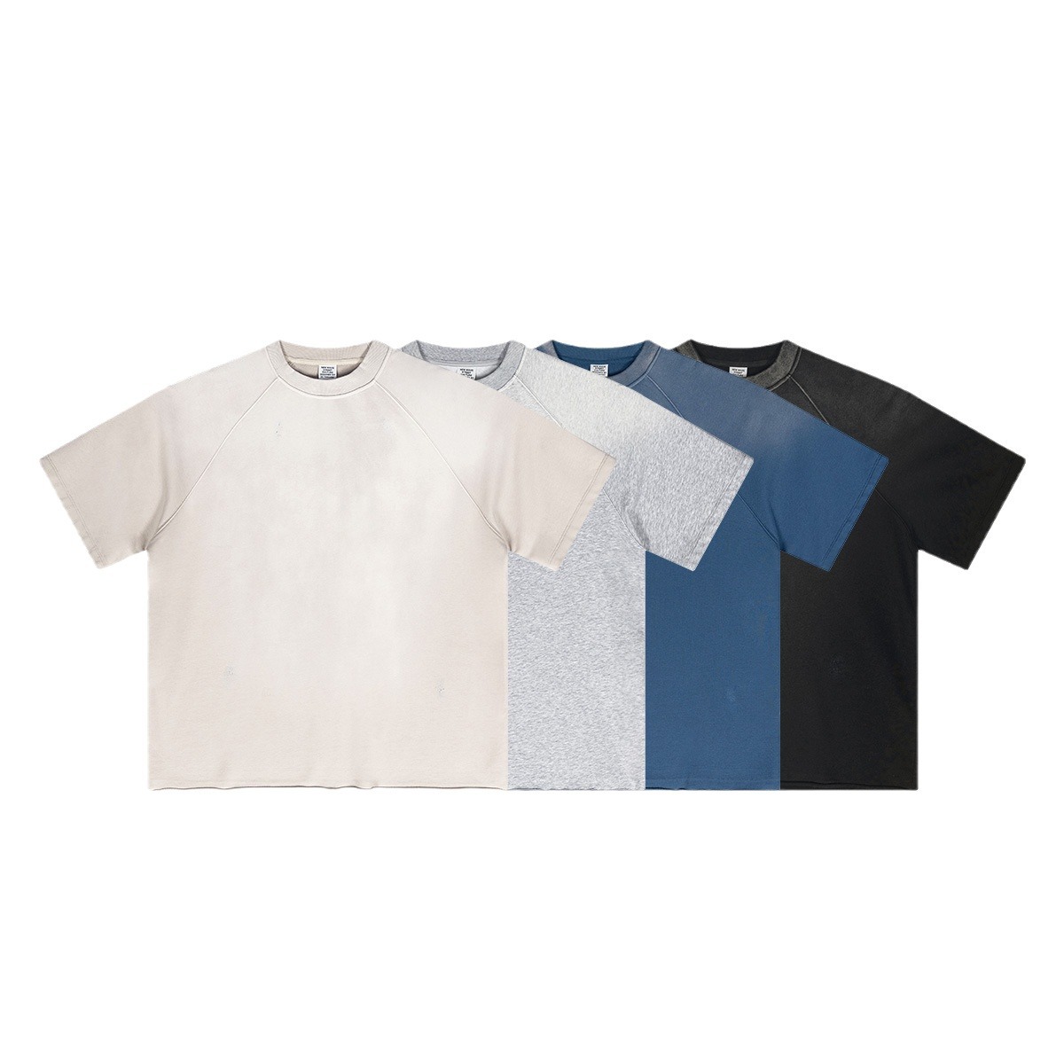 2025 verano pesado lavado con agua hacer vieja camisa de gran tamaño retro americana hacer vieja camiseta de algodón molido de pulverización de caballo colgante para hombre