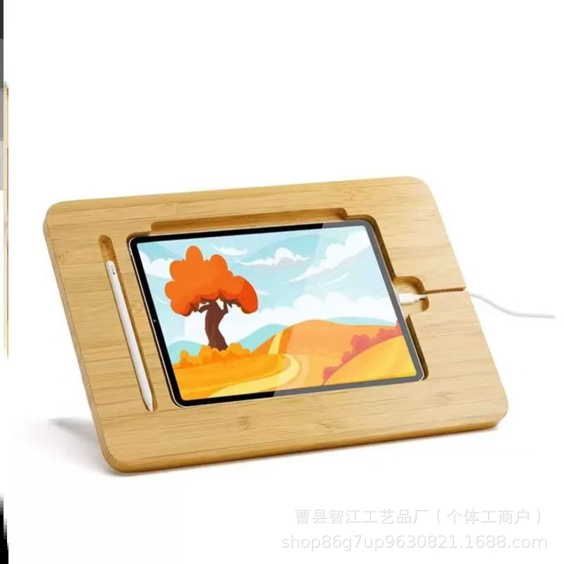 Wooden Drawing Board for Apple Huawei Tablet Adjustable iPad Bamboo Wood Drawing Board Writing Painting Stand