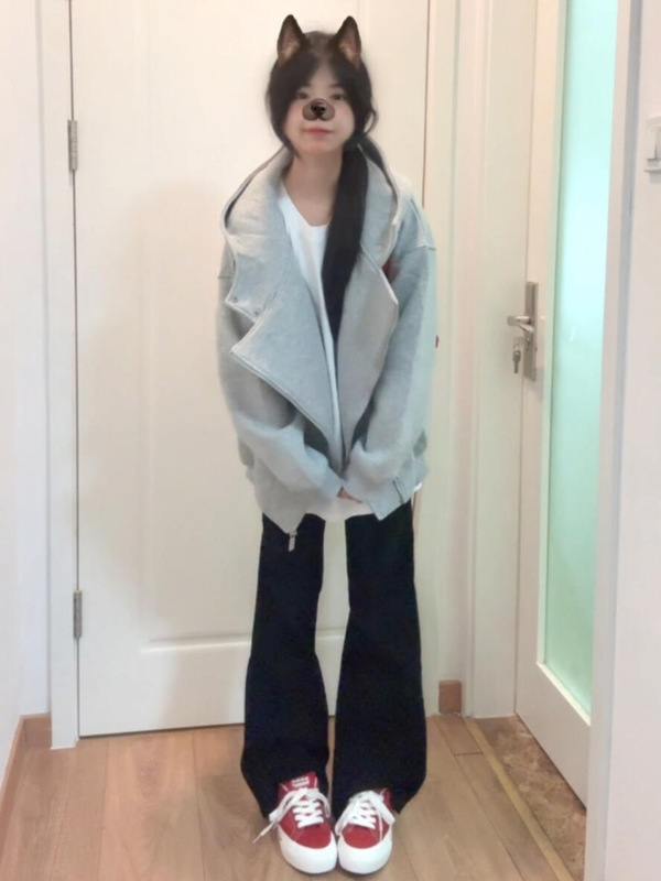 秋季外套2025新款独特漂亮的灰色美式卫衣女早秋慵懒chic韩系穿搭|undefined