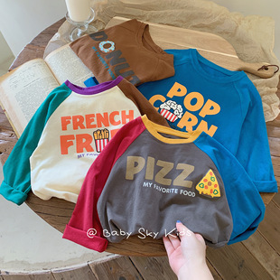 Children's T-Shirt 2025 Bangcheng Autumn Style Korean Cartoon Long-Sleeved Bottoming Shirt for Boys and Girls Casual Contrasting Color Top F0372