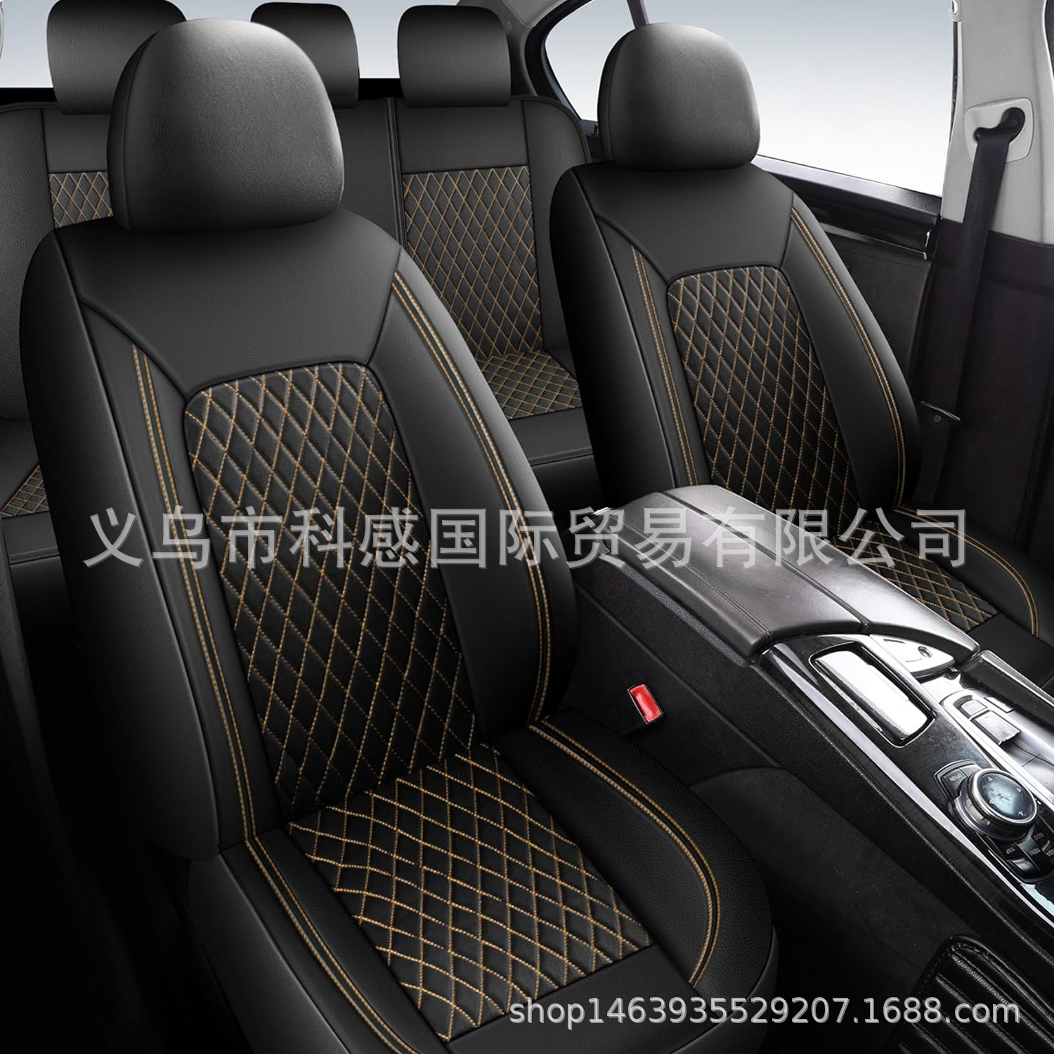 New cross-border single-line diamond pattern PU leather car seat cover for Amazon, Mercado Libre, Mexico, Russia, Europe, and America