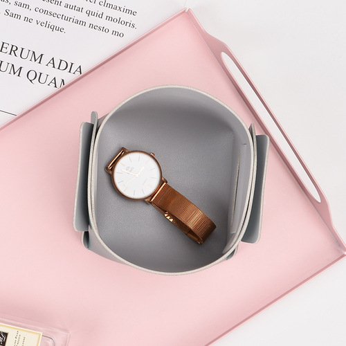 Multifunctional Leather Pen Holder Desktop Organizer Nordic Leather Storage Box Lipstick Key Makeup Brush Bucket