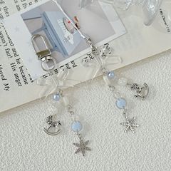 【予定通りに到着】冬のロマンチックな雪の携帯電話のチェーンブルー系のかわいい蝶のストラップのキーホルダー