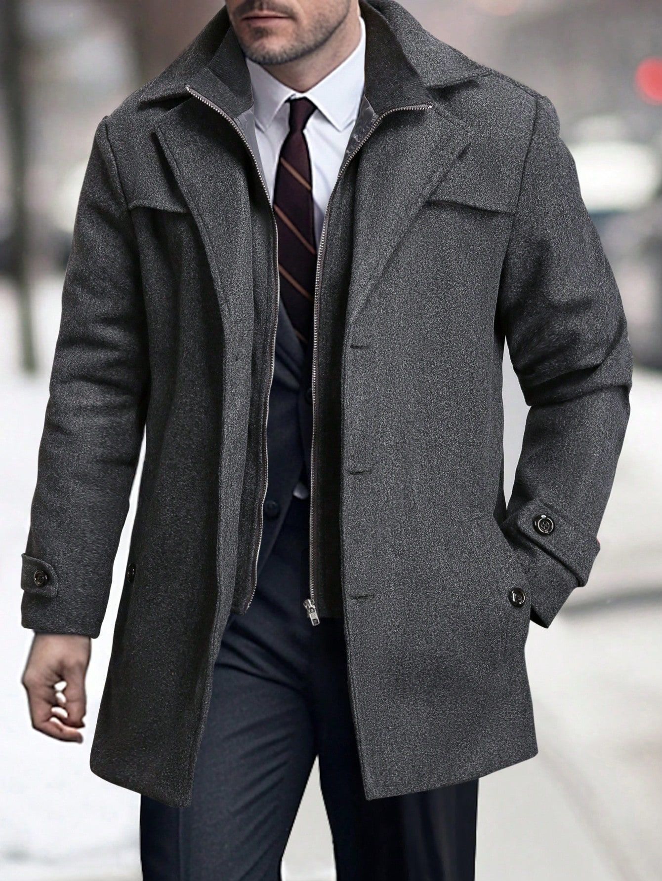 2025 otoño y invierno comercio exterior transfronterizo Europa y Estados Unidos ropa de hombre chaqueta de tween con cremallera abrigo de tween negocios Amazon 240804
