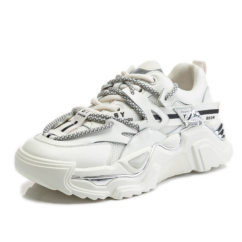 Women's Genuine Leather Sneakers Chunky Thick Soled Casual Running Shoes Height Increasing Spring New Style Versatile Sports Footwear_voghion.com
