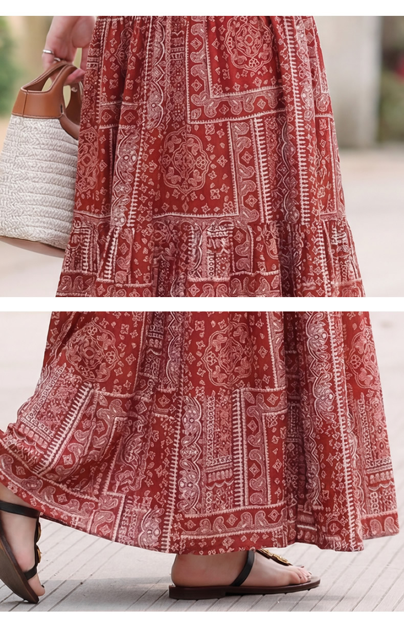 Set áo vest ren và chân váy midi hai mảnh nữ tính họa tiết thêu hoa — màu đỏ chi tiết 22