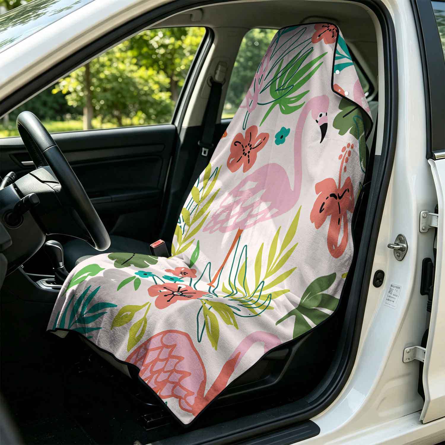 Printed bath towel and car seat cover 2-in-1, ultra-fine fiber outdoor beach and car dual-use universal seat cushion