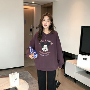 Winter maternity clothing is Korean style loose maternity sweater top round neck pullover versatile lazy style cartoon print