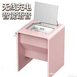 跨境韩式智能美妆台无线充电智能语音储物高颜值卧室梳妆台粉色