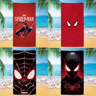 Cross-border Trade Marvel Spider-Man Beach Towel Microfiber Double-sided Fleece Absorbent Children's Cartoon Beach Bath Towel