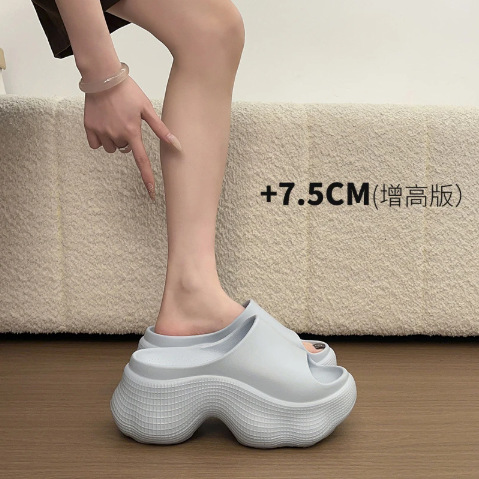 Sandali da donna con rialzo di altezza di 7 cm, estivi, antiscivolo, con suola morbida in EVA di alta qualità, pantofole con suola spessa per l'uso esterno._voghion.com