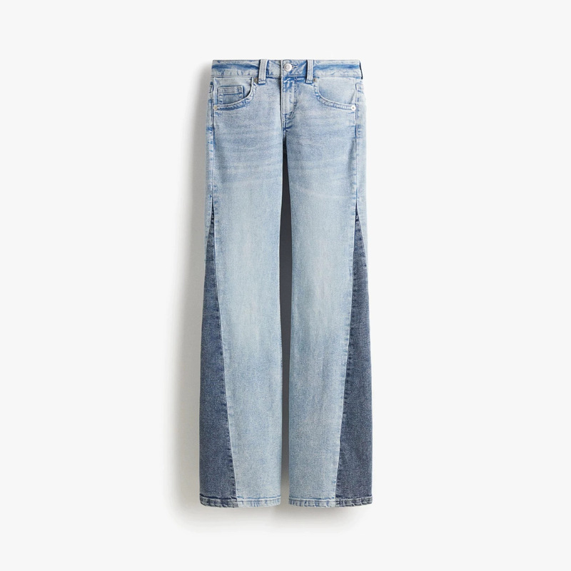 Cross-Border Hm European and American Low-Waist Elastic Splicing Jeans for Women Y2K Hot Girl Casual Micro-Flare Jeans for Women Foreign Trade Cross-Border Hm European and American Low-Waist Elastic Splicing Jeans for Women Y2K Hot Girl Casual Micro-Flare Jeans for Women Foreign Trade