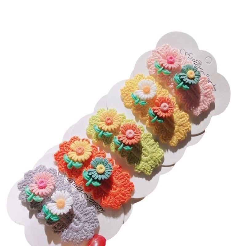 Niedliche Gänseblümchen Haarspange Für Mädchen Gestrickte Spange_voghion.com