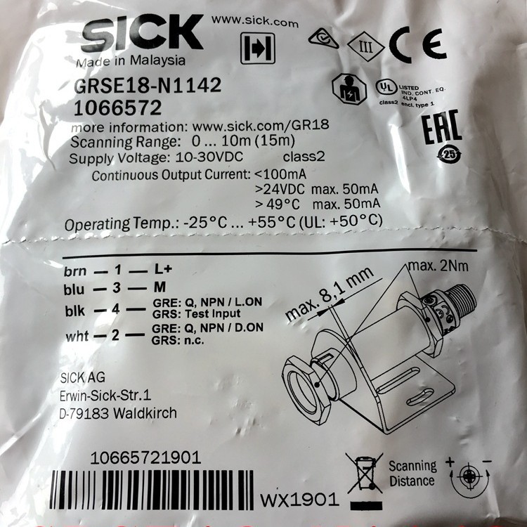 德国SICK原装光电开关GRSE18-N1142 GRE18-N1132 GRS18-D1341