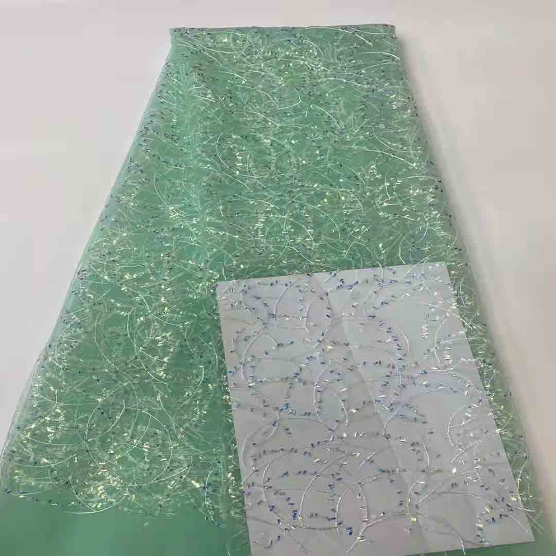 Comercio exterior nuevo lentejuelas de poliéster bordado de tela de encaje vestido de novia vestido de escenario cheongsam bordado de tela JX1831 image 5