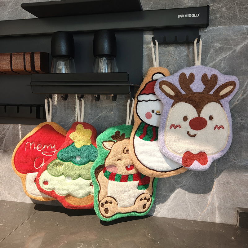 Fairy Tale Christmas Hanging Coral Fleece Hand Towel for Home, Cute Christmas Gift, Cartoon Bathroom Children's Souvenir Fairy Tale Christmas Hanging Coral Fleece Hand Towel for Home, Cute Christmas Gift, Cartoon Bathroom Children's Souvenir