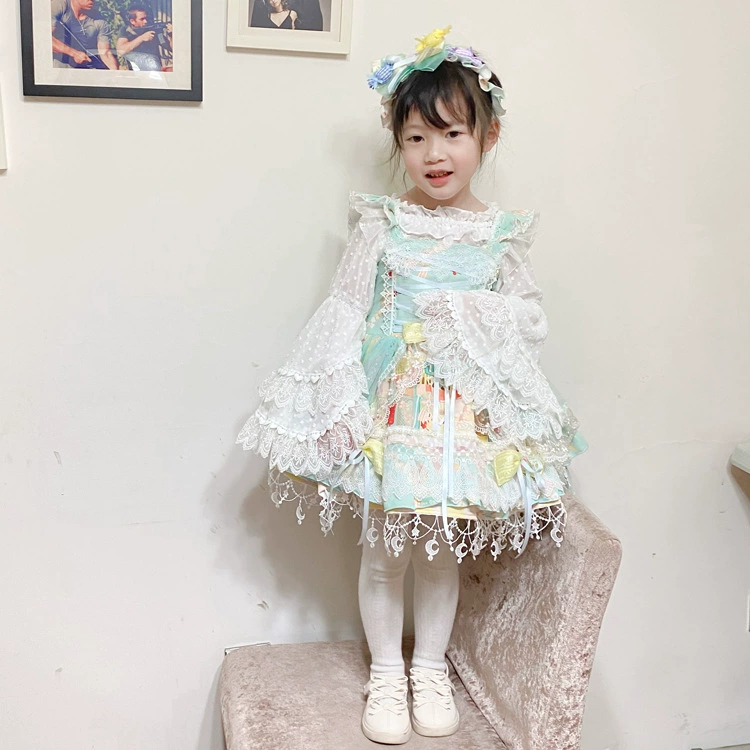 Подлинный дизайн детской длинной рукав, шифоновая рубашка, стиль Lolita, детская одежда