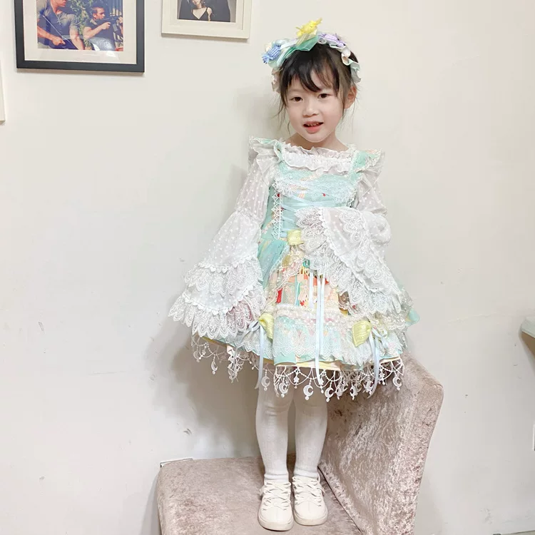Подлинный дизайн детской длинной рукав, шифоновая рубашка, стиль Lolita, детская одежда
