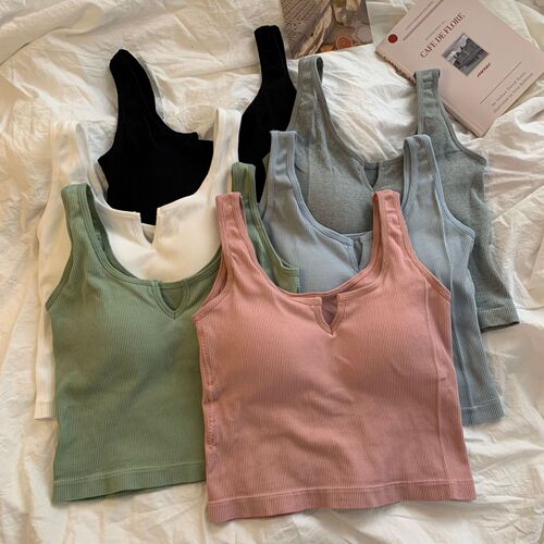 Women's Summer Outerwear American Style Individual Pure Color Cotton Comfortable Breathable Navel-baring Underwear