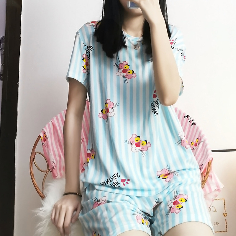 Milk silk 160 thick SMX blue vertical leopard short set
