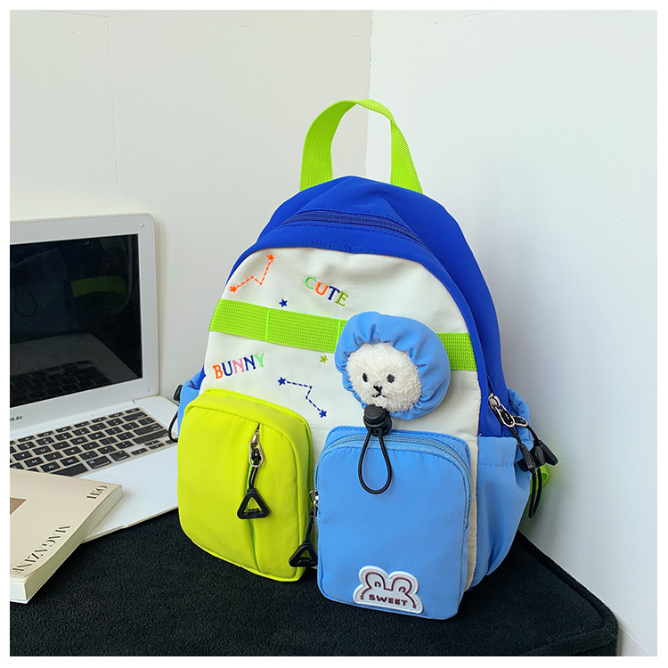 Mochila de estilo coreano para niños y niñas, color contrastante, mochila de dibujos animados, mochila de estudiantes de escuela primaria, mochila de niños de gran capacidad.