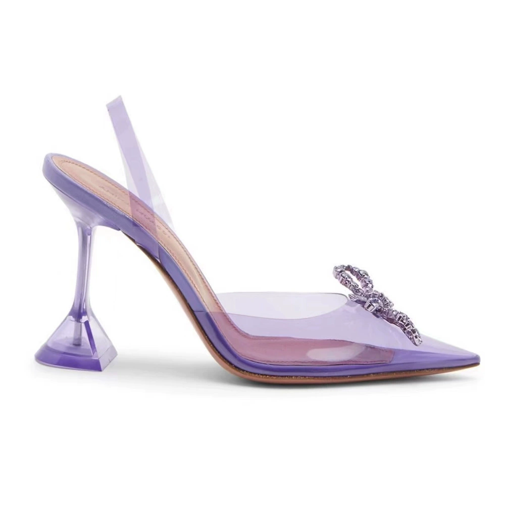 Европейская и американская Аннина Муабби туфелька с носком буквой pointed toe прозрачные прохладные летние новые стиль бабочка кристаллы стразами пряжка сексуальные носки на каблуке